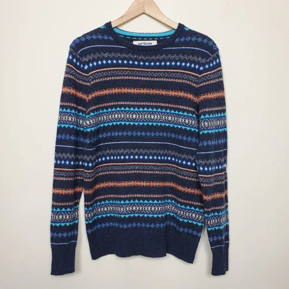 Urban Pipeline Long Sleeve Sweater Womens Small Navy Multicolor Wool Blend - Picture 1 of 5